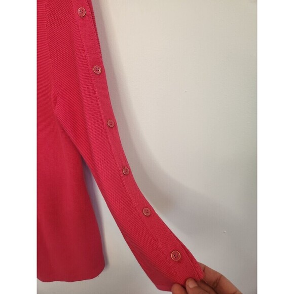 Talbots Womens Sweater Pink Waffle Knit 3/4 Sleeve Button Detail Pullover Sz XS - Picture 3 of 10